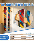 Killer Horizontal Solid Wood Ski Rack Wall Mount With Heavy Duty Build And Slick Natural Finish For Garage Home Or Cabin Display Of Mountain Touring And Vintage Skis In Medium Size, showing two skis mounted.