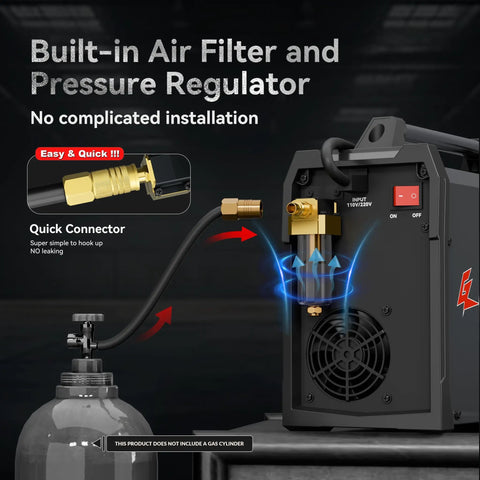 Image showing Dual Voltage Plasma Cutter 110 And 220 Volt, 50 Amp Inverter With Pilot Arc and built-in air filter feature.