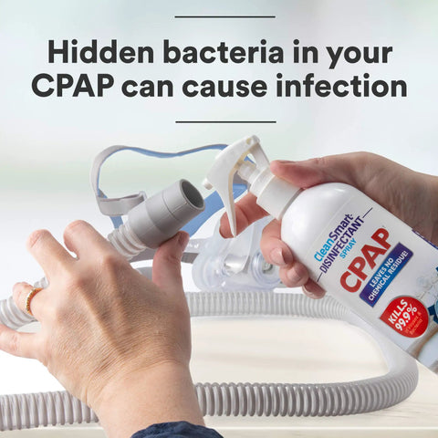CPAP Disinfectant Spray TSA Travel Size 2 Oz 3 Pack Kills 99.9 Percent Germs On Masks Tubing Reservoirs And Humidifiers No Harsh Chemicals Or Fumes Ozone Free Leaves No Residue For On The Go Use applied to CPAP mask and tubing