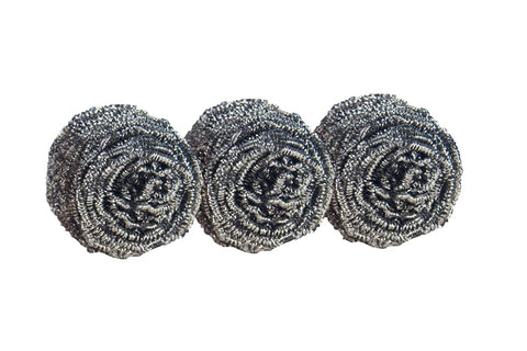 Three Pack Stainless Steel Dish Scrubbers That Power Through Tough Grease And Burnt On Messes Heavy Duty Metal Scrub Pads For Dishes