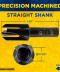 Pro Level Tapered Plug Cutter Drill Bit With A Badass Four Flute Design For Nail The Fit Wood Joinery And Clean Cabinetry Finishing Projects Done Right Furniture Build And Quick Cabinet Repair, showing dimensions and straight shank.