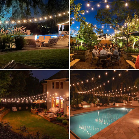 30 Pack S14 Edison LED Bulbs For String Lights Shatterproof Filament Clear Bulb Low Wattage E26 Medium Base Warm White 2200K Non Dimmable Patio Lighting Replacement decorating outdoor areas at night