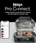 Woodfire Pro Connect Deluxe XL Backyard Grill and Smoker With Bluetooth App Control open with app on smartphone screen