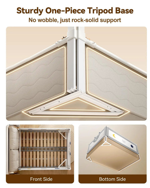 No Drill King Size Bed Rails For Kids Three Piece Guard with Height Adjustable Thickened Steel Side Rails, tripod base view.