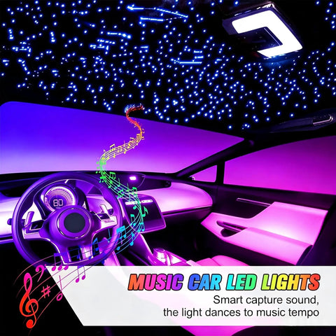 Dual Color 32W Twinkle Starlight Headliner Light For Car Interior With 1100 Pcs 13.1 Ft RGBW Fiber Optic Star Lights App Remote Control Music Sync Dope Vibe For Home Or Party Decor