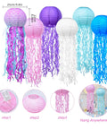 Jellyfish Paper Lanterns 6 Pack Hanging Lit Colorful Lanterns For Mermaid Unicorn Theme Classroom Decor Under The Sea Ocean Birthday Party Decorations For Undersea Parties Classroom Decor And Birthday Celebrations
