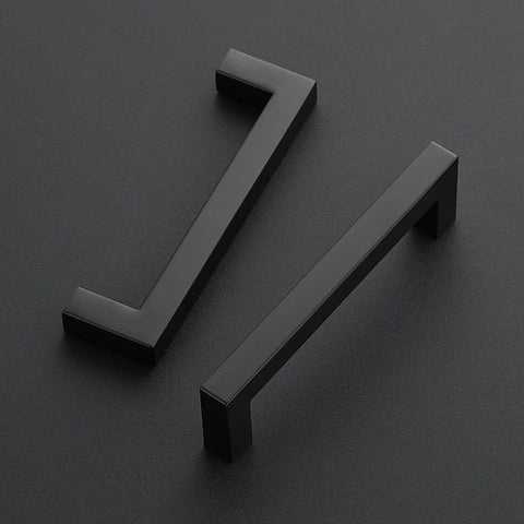 12 Pack Square Cabinet Handles 4.5 Inch Center To Center Matte Black Drawer Pulls for Cabinets Cupboards and Drawers Kitchen Hardware