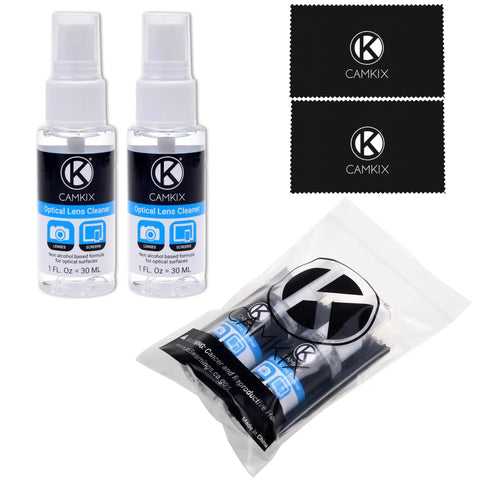 Lens And Screen Cleaning Kit With Two Cleaning Sprays And Two Microfiber Cloths For DSLR Lenses And All Device Screens No Fuss Quick