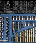 49 Piece Bolt And Screw Extractor Set With Left Hand Drill Bits, Multi-Spline And Spiral Removers for rusted nuts in a blue case