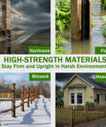 Heavy Duty Fence Post Repair Kit 2 Pack Steel Anchor Stakes For 4x4 And 6x6 Wood Posts in harsh weather conditions montage