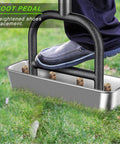 Manual Lawn Aerator With Four Stainless Steel Core Plugs And Soil Core Storage Tray in use on grass turf