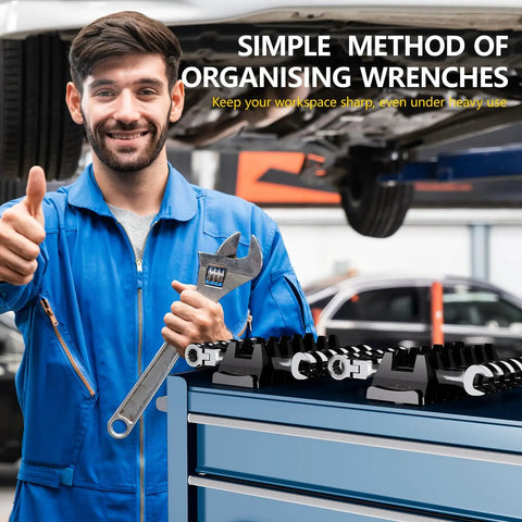 48 Piece Hella Strong Magnetic Modular Wrench Organizer Set With Drawer Storage Rack And Metric Sae Labels Keeps Your Toolkit Slick And Clutter Free Ultimate Gift For Mechanics And Diy Crew