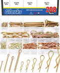 208 Piece Cotter Pin And Hairpin R Clip Set With 11 Sizes For Small Engines And Automotive Work, Colored Zinc Plated Pins