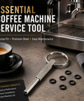 Oval Security Bit Magnetic Repair Tool In 316 Stainless Steel, 2.4 Inch, next to espresso machine, includes 6 gaskets