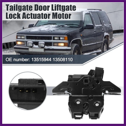 Heavy Duty Rear Liftgate Tailgate Lock Actuator Trunk Latch Motor Replacement For Chevy Tahoe Trax Yukon Xl Buick Encore 2015 2019, shown with a close-up detail.