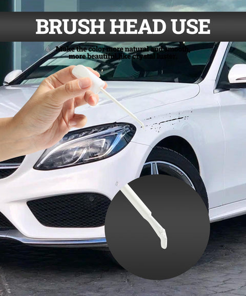 Car Touch Up Paint Pen for Scratches and Dings, Quick and Easy Automotive Paint Repair, Clear White Finish being applied to a car