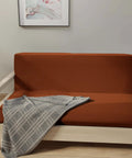 Full Size Cotton Futon Cover Rust Slipcover For Sofa Bed And Foldable Armless Couch With Zippered Mattress Protector Cozy Durable