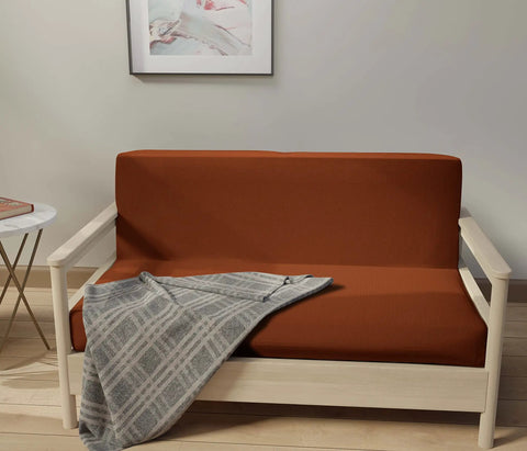 Full Size Cotton Futon Cover Rust Slipcover For Sofa Bed And Foldable Armless Couch With Zippered Mattress Protector Cozy Durable