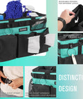 Wearable Cleaning Caddy Organizer With Handle And Adjustable Straps, large tool carrier with dividers, shown in lake blue.