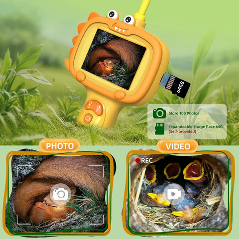 Dope Kids Borescope Camera With Light For Real Time Exploration And 1080P Live Video, A STEM Toy For Ages 3 To 10, The Ultimate Gift For Outdoor Adventures And Nature Discovery, yellow handheld camera with 64GB card