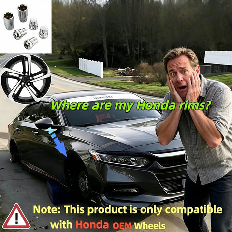 Honda Wheel Lock Kit 6 Piece M12x1.5 Anti Theft Lug Nuts With 2 Keys Ball Seat For All Honda Factory Wheels and car without rims