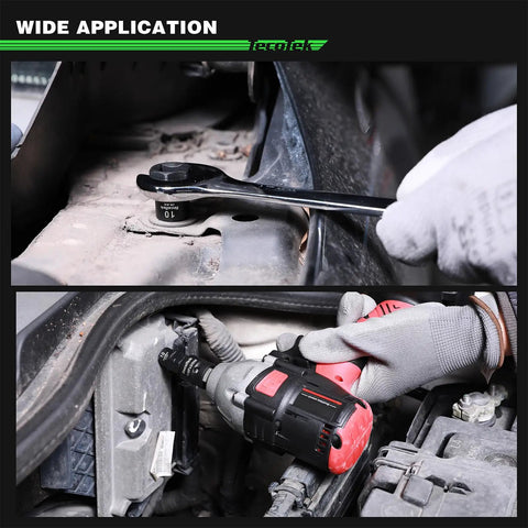 Using 15 Piece Half Inch Drive Metric Low Profile Stubby Impact Socket Set 10mm Through 24mm 6 Point CrMo in tight engine space.