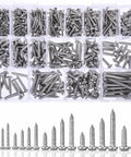 550 Piece Stainless Steel Wood Screw Kit With Self Tapping Phillips Pan Head Screws In 18 Sizes From 1/4 To 1-1/2 Inch 304