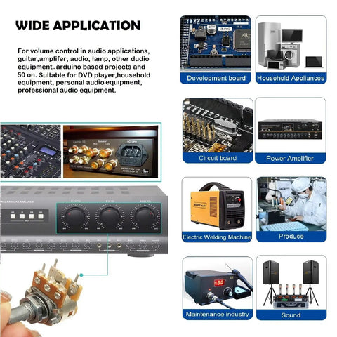 Applications of 8 Pack B20K Linear Potentiometer With Built In Switch 20K Ohm in audio equipment and DIY electronics.