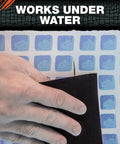 Hand applying Rugged Heavy Duty Waterproof Repair Tape For Wet And Underwater Surfaces Patch Leaks Indoors Outdoors Black