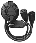 GCP2 125V 15A AC Port Plug with Waterproof Inlet Socket and Dual 18 Inch Outdoor Extension Cords for Cars Boats RVs