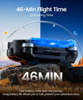 Dope 4K Camera Drone For Adults With FAA Compliant Remote ID Module, showcasing drone on rocks under day-night background