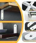 12 Pack Floating Shelf Brackets White Heavy Duty L Shaped Corner Braces for Hanging Shelves 5 by 3 Inch Stainless Steel