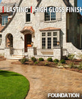 Top Tier Brown Tinted Concrete Sealer With High Gloss Glow Up Solvent Based Cure And Seal In A 5 Gallon Size applied on a stylish brick driveway.