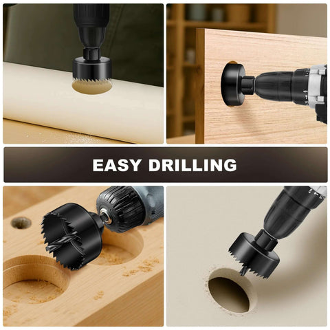 SkyStage 6-piece hole saw kit with mandrels and hex key; sizes 1-1/4" to 2-1/8" for wood, PVC board, plywood