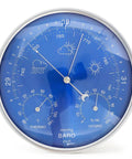 All In One Indoor Weather Station With Wall Mount Barometer Thermometer Hygrometer Aluminum Alloy Frame 6.9 Inch Dial