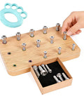 Premium Wooden Finger Pegboard For Adults Hand Therapy And Fine Motor Skill Rehab with metal pegs and storage box