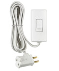 Table Top Plug In Lamp Dimmer for Dimmable LED Halogen and Incandescent Bulbs with No Sweat Plug and Play Setup and Crisp White Finish, showing switch and 6 foot cord.