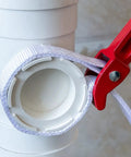 12 Inch Handle Strap Wrench With No Slip Adjustable Nylon Strap For Tight Spaces Oil Filter And Pipe Wrench in use on pipe