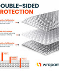 Pro Grade Double Bubble Foil Insulation Roll With Heavy Duty Reflective Radiant Barrier For Straight Up Thermal Control And Hella Dependable Shipping Protection 12 Inch Wide 125 Feet Long showing layered foil and bubble structure.