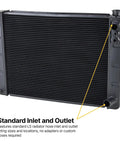 Windchill 3-Row Aluminum Radiator For LS Swap, 28 x 19 Inch Double Pass Core with standard inlet and outlet fittings