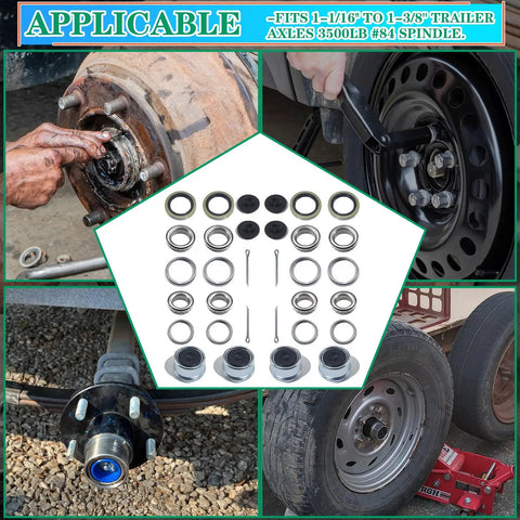 4 Sets 3500 Lb Trailer Bearing Kit For 1-3/8 To 1-1/16 Inch Spindle Boat Trailer Axle EZ-Lube Ready Kit in use on hub