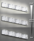 4 Light LED Bathroom Vanity Light 33.5 Inch Chrome Finish Dimmable Fixtures With Transparent Acrylic Lampshades 6000K Brightness Levels
