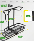 Heavy Duty Golf Cart Rear Seat Bag Holder Rack For 2 Inch Receiver Fits EZGO Yamaha Club Car Steel Powder Coated Black Universal Golf Bag Carrier For Carts No Brainer Easy Install And Universal Fit For Courses And Residential Use showing dimensions 32.7x31.36x13.46 inches.