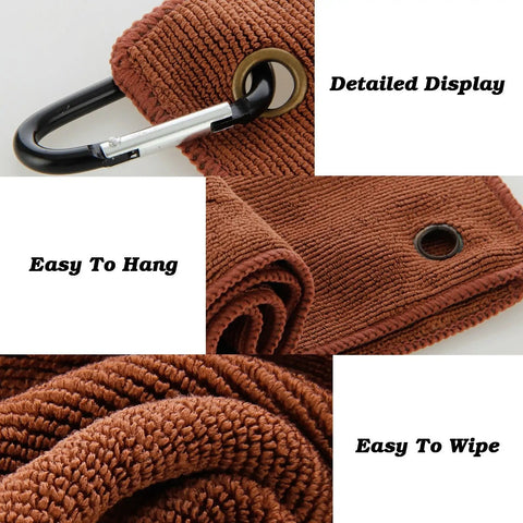 Detailed view of Quick Wipe Towel featuring easy hang loop and textured fabric for cleaning with Pro Level Espresso Knock Box.
