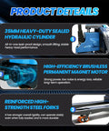Product details of Heavy Duty 4400 Lb Motorized Electric Pallet Jack Truck With Quick Swap Battery, showing hydraulic cylinder, motor, and steel forks.