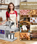 Rkazes 820W Automatic Oil Press Machine Hot And Cold Seed Extractor For Home Use on kitchen counter with seeds and nuts.