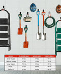 12 Pack Adjustable Heavy Duty Wall Mount Garage Hooks Organizer Kit For Steel Shelving And Garden Tool Storage shown with tools and ladders