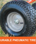 Durable pneumatic tire of Heavy Duty 130 Lb Broadcast Spreader For Seed Fertilizer Salt Ice Melt With Universal Hitch