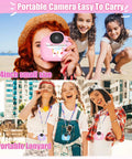 Instant Print Kids Camera For Girls And Grandkids With 1080P HD Video Easy To Use Toy Camera Thermal Printer Includes SD Card Pink Color Perfect Gift For Ages Four Through Ten, pink 2.4-inch camera with lanyard