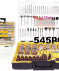 545 Piece Rotary Tool Accessories Kit With One Eighth Inch Shank Compatibility For Dremel And Flex Shaft Grinders displayed in case